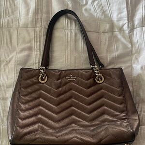 Kate Spade Metallic Brown Chevron Shoulder Bag
